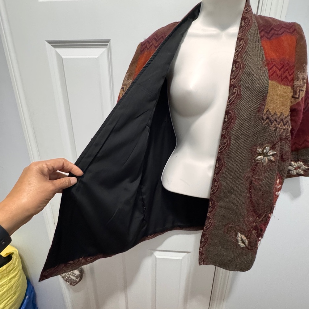 Soft Surroundings Patchwork Cardigan Wool Jacket … - image 5